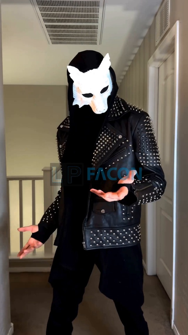 Mens Studded Retro Motorcycle Leather Jacket Funky Cafe Racer Punk